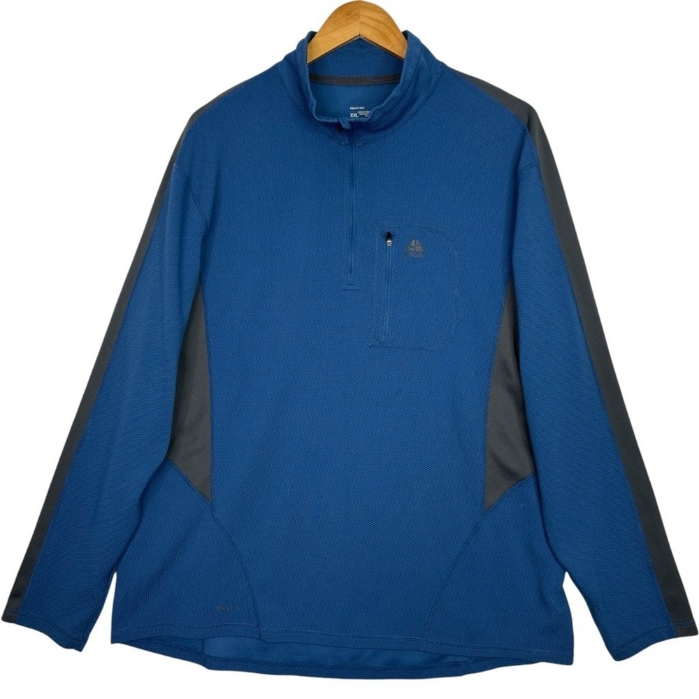Nike ACG FitDry Pullover Men XXL Blue Gray Waffle Knit 1/4 Zip Hiking Y2K